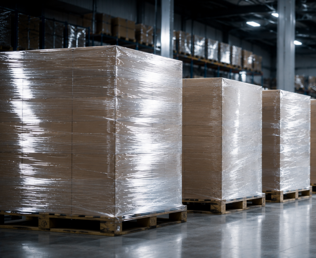 tarimas emplayadas con stretch film